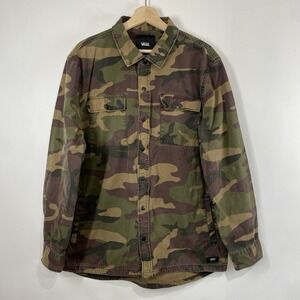 Vans Mens Classic Fit Camo Cotton Button Up Jacket Size XL Skater Outdoor Casual